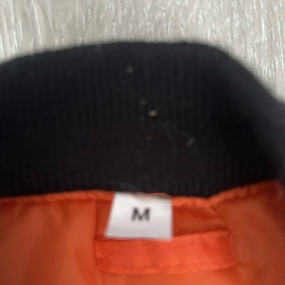 Kids Boys Bomber Jacket Zip-Up Pockets Black Orange Size Medium (8) - Picture 3 of 3